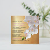 Golden gradiënt Glow White Orchids Wedding Invites Kaart (Staand voorkant)