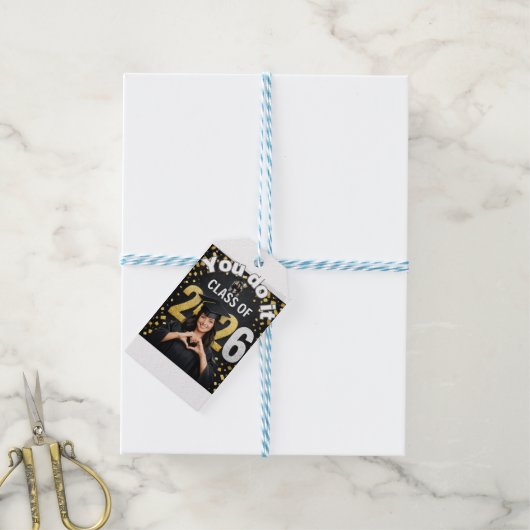 Golden Graduation Celebration Card – Congratulatio Cadeaulabel (Met Touw)