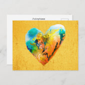 Golden graffiti hart waterverf kunst briefkaart (Voorkant / Achterkant)