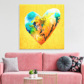 Golden graffiti hart waterverf kunst canvas afdruk (Insitu (Woonkamer))