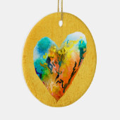 Golden graffiti hart waterverf kunst keramisch ornament (Rechts)