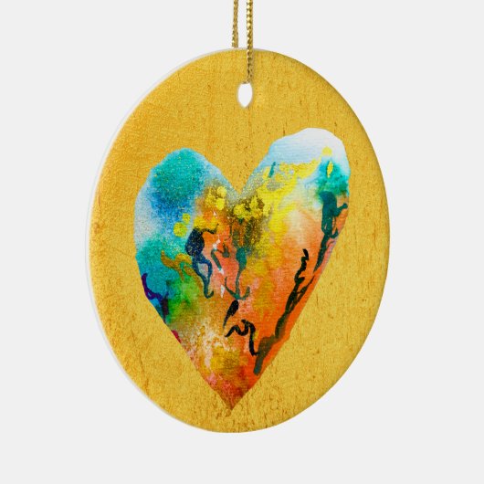 Golden graffiti hart waterverf kunst keramisch ornament (Rechts)