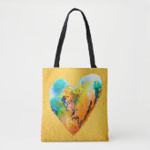 Golden graffiti hart waterverf kunst tote bag (Voorkant)