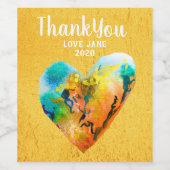 Golden graffiti hart waterverf kunst wijn etiket (Enkel label)