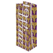 Golden Grapes Pattern Wijn Cadeautas (Achterkant Gekanteld)