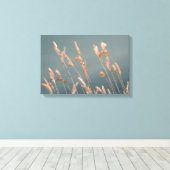 Golden Grass Seed Heads op het turquoise blauwe me Canvas Afdruk (Insitu (Houten vloer))