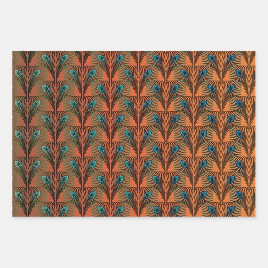 Golden Great Gatsby Feathers art deco design Inpakpapier Vel (Voorkant)