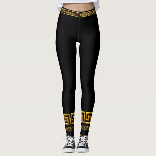 Golden Greek Key Athletic Leggings (Voorkant)