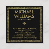 Golden Greek Key Monogram - Ronde lijst Vierkante Visitekaartje (Achterkant)