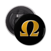 Golden Greek Omega - Symbool van verzet Button Flesopener (Voorkant)