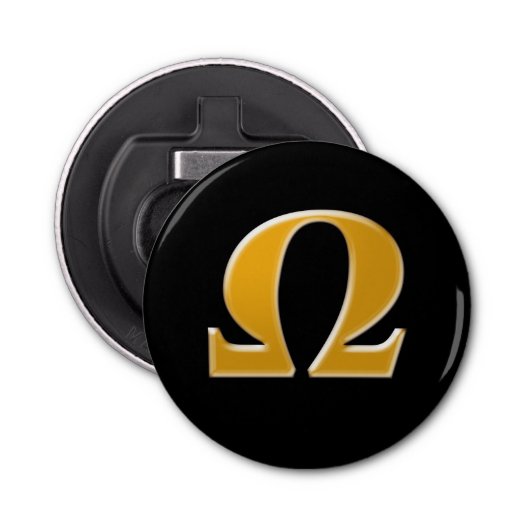 Golden Greek Omega - Symbool van verzet Button Flesopener (Voorkant)