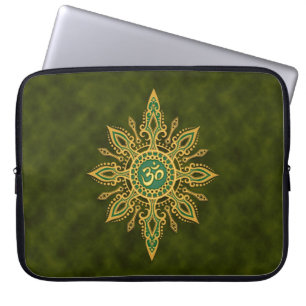 Golden Green Aum Star Laptop Sleeve