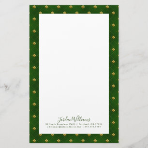 Golden Green Clover Pattern Briefpapier