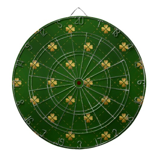 Golden Green Clover Pattern Dartbord (Voorkant)