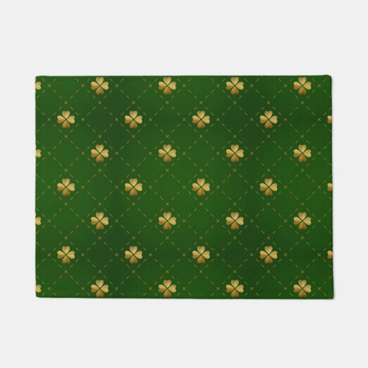 Golden Green Clover Pattern Deurmat (Voorkant)