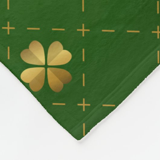 Golden Green Clover Pattern Fleece Deken (Hoek)