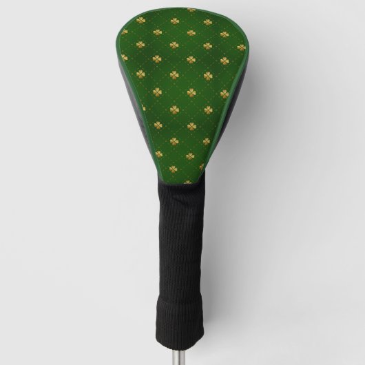 Golden Green Clover Pattern Golfheadcover (Voorkant)