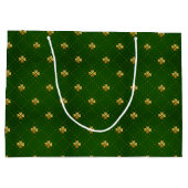 Golden Green Clover Pattern Groot Cadeauzakje (Achterkant)