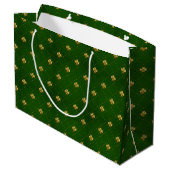 Golden Green Clover Pattern Groot Cadeauzakje (Achterkant Gekanteld)