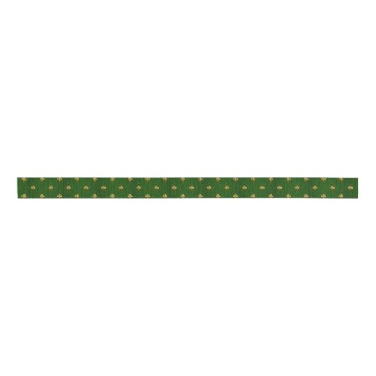 Golden Green Clover Pattern Grosgrain Lint (Voorkant)