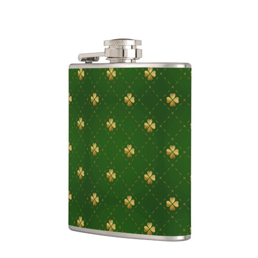 Golden Green Clover Pattern Heupfles (Links)