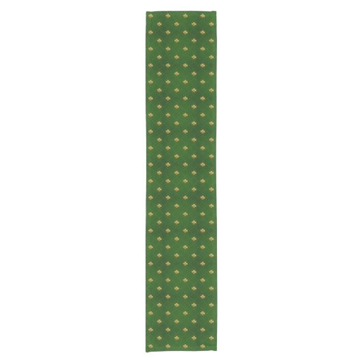 Golden Green Clover Pattern Korte Tafelloper (Voorkant)