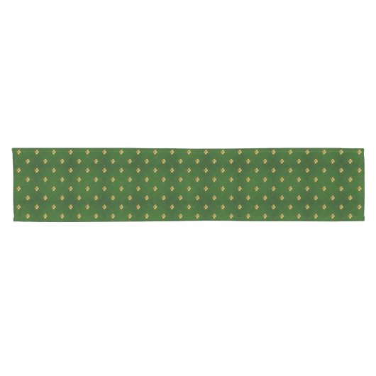 Golden Green Clover Pattern Korte Tafelloper (Horizontaal)