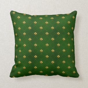 Golden Green Clover Pattern Kussen