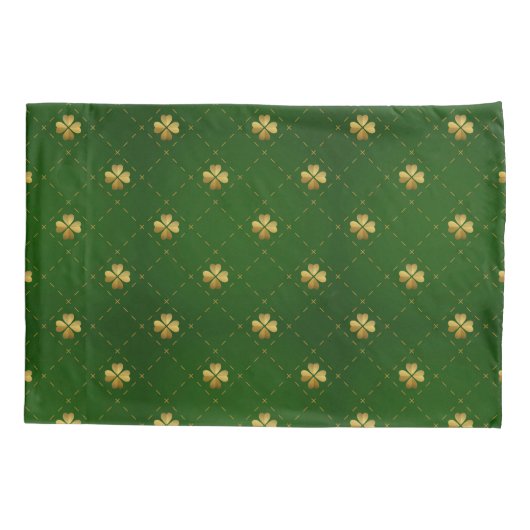 Golden Green Clover Pattern Kussensloop (Achterkant-Links)