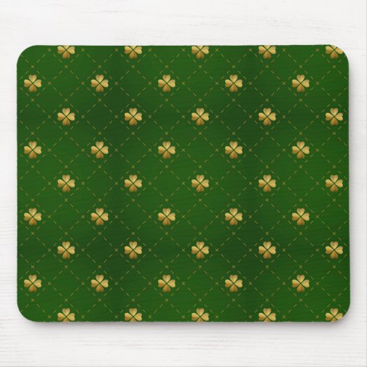 Golden Green Clover Pattern Muismat (Voorkant)