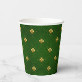 Golden Green Clover Pattern Papieren Bekers (Achterkant)