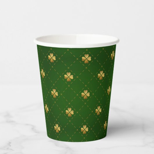 Golden Green Clover Pattern Papieren Bekers (Links)