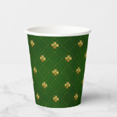 Golden Green Clover Pattern Papieren Bekers (Voorkant)