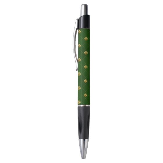 Golden Green Clover Pattern Pen (Top (Verticaal))