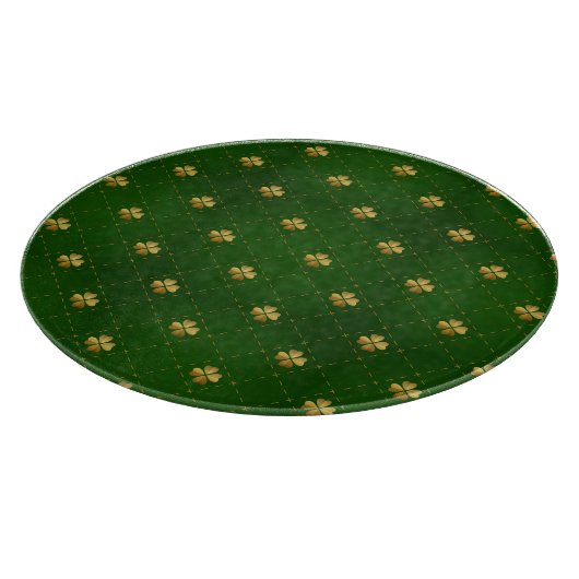 Golden Green Clover Pattern Snijplank (Hoek)