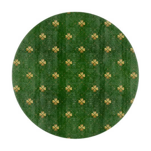 Golden Green Clover Pattern Snijplank (Voorkant)