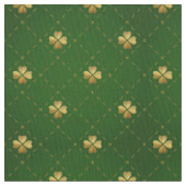 Golden Green Clover Pattern Stof (Close Up)