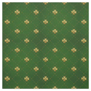 Golden Green Clover Pattern Stof
