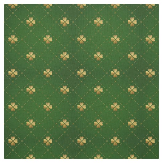 Golden Green Clover Pattern Stof (Swatch)