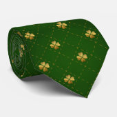 Golden Green Clover Pattern Stropdas (Opgerold)