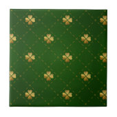 Golden Green Clover Pattern Tegeltje (Voorkant)