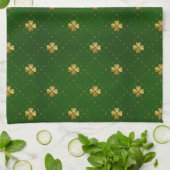 Golden Green Clover Pattern Theedoek (Gevouwen)