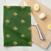 Golden Green Clover Pattern Theedoek (Quarter Fold)