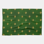 Golden Green Clover Pattern Theedoek (Horizontaal)