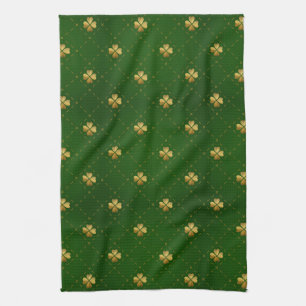Golden Green Clover Pattern Theedoek