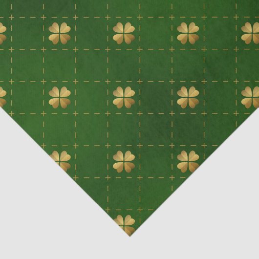 Golden Green Clover Pattern Tissuepapier (Detail)