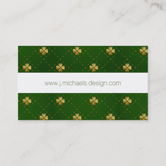 Golden Green Clover Pattern Visitekaartje (Achterkant)