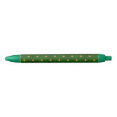 Golden Green Clover Pattern Zwarte Inkt Pen (Voorkant)