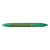 Golden Green Clover Pattern Zwarte Inkt Pen (Achterkant)