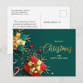 Golden Green-kerstornament Corporate Greeting Feestdagenkaart (Voorkant / Achterkant)